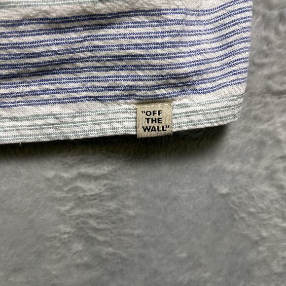 Vans Button Up Linen Shirt Mens Large Striped Skater Preppy Classic Elevated - Picture 13 of 13